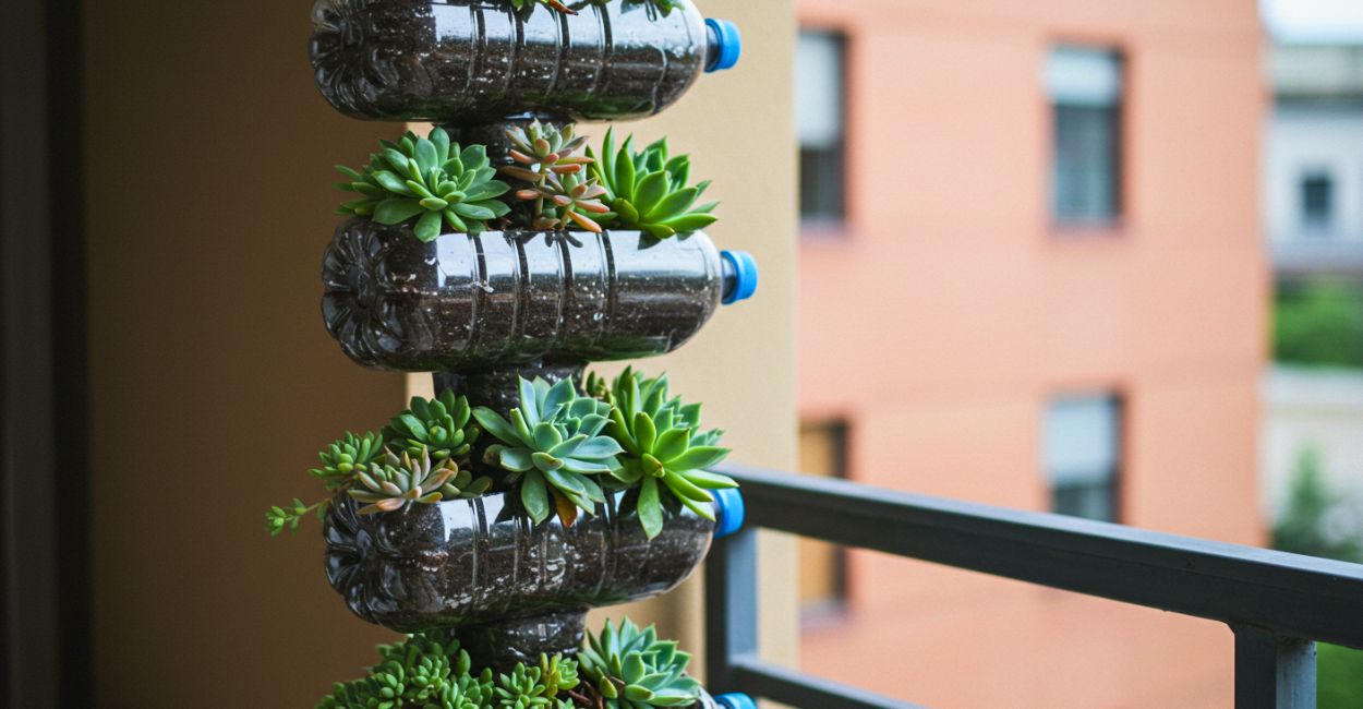 jardim vertical com garrafa pet