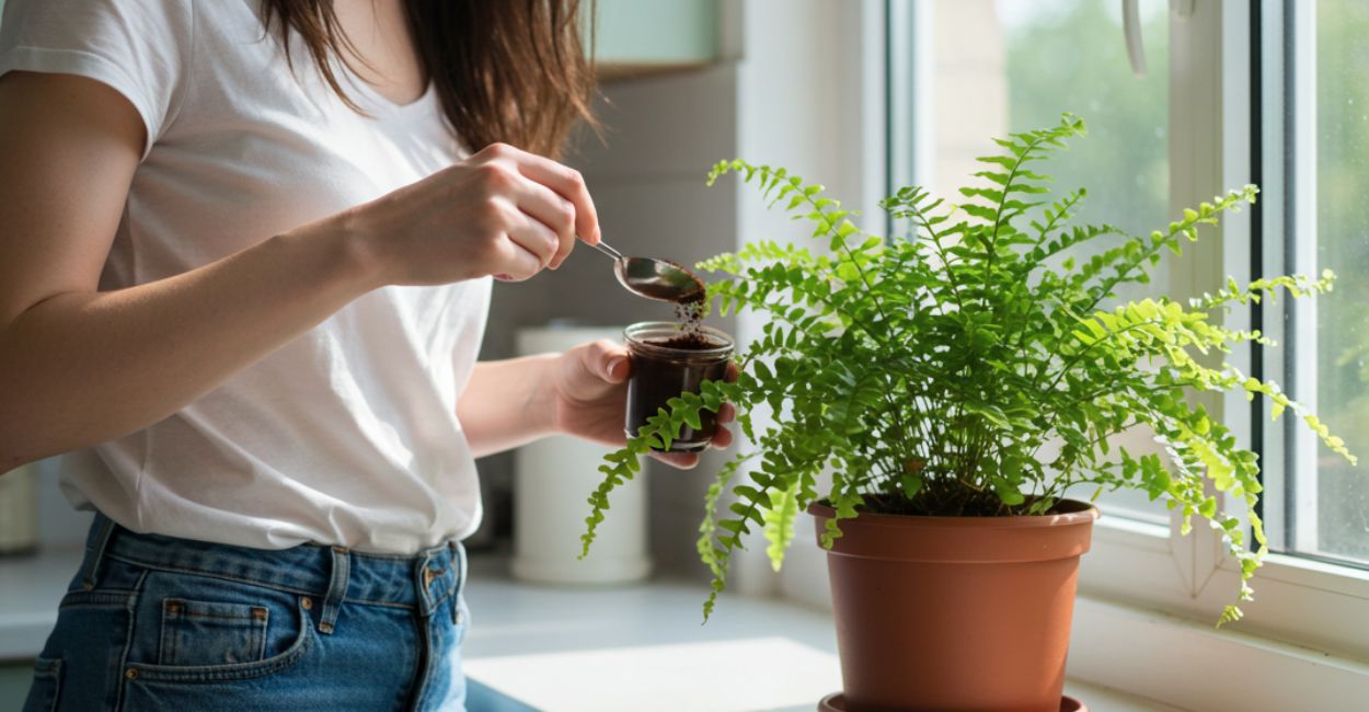 borra de café em plantas