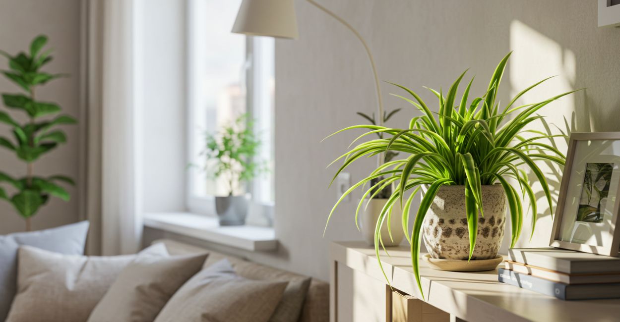 decoração com a planta-aranha