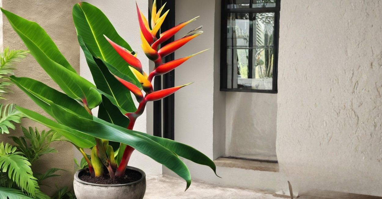 helicônia papagaio em vaso