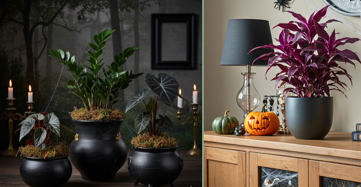 decoração de halloween com plantas