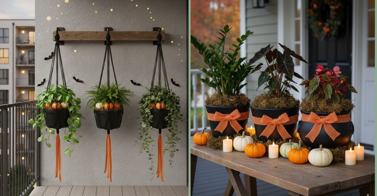 decoração de halloween com plantas